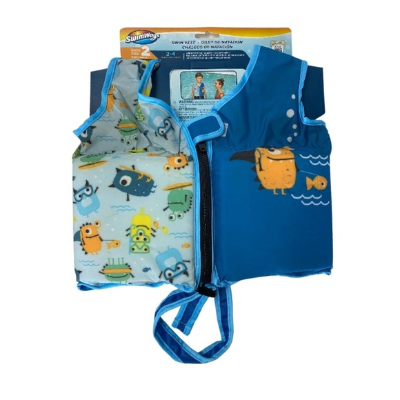 NWT SwimWays Monster Print Swim Vest Ages 2-4 Swim Step 2 Life Jacket - Picture 2 of 7